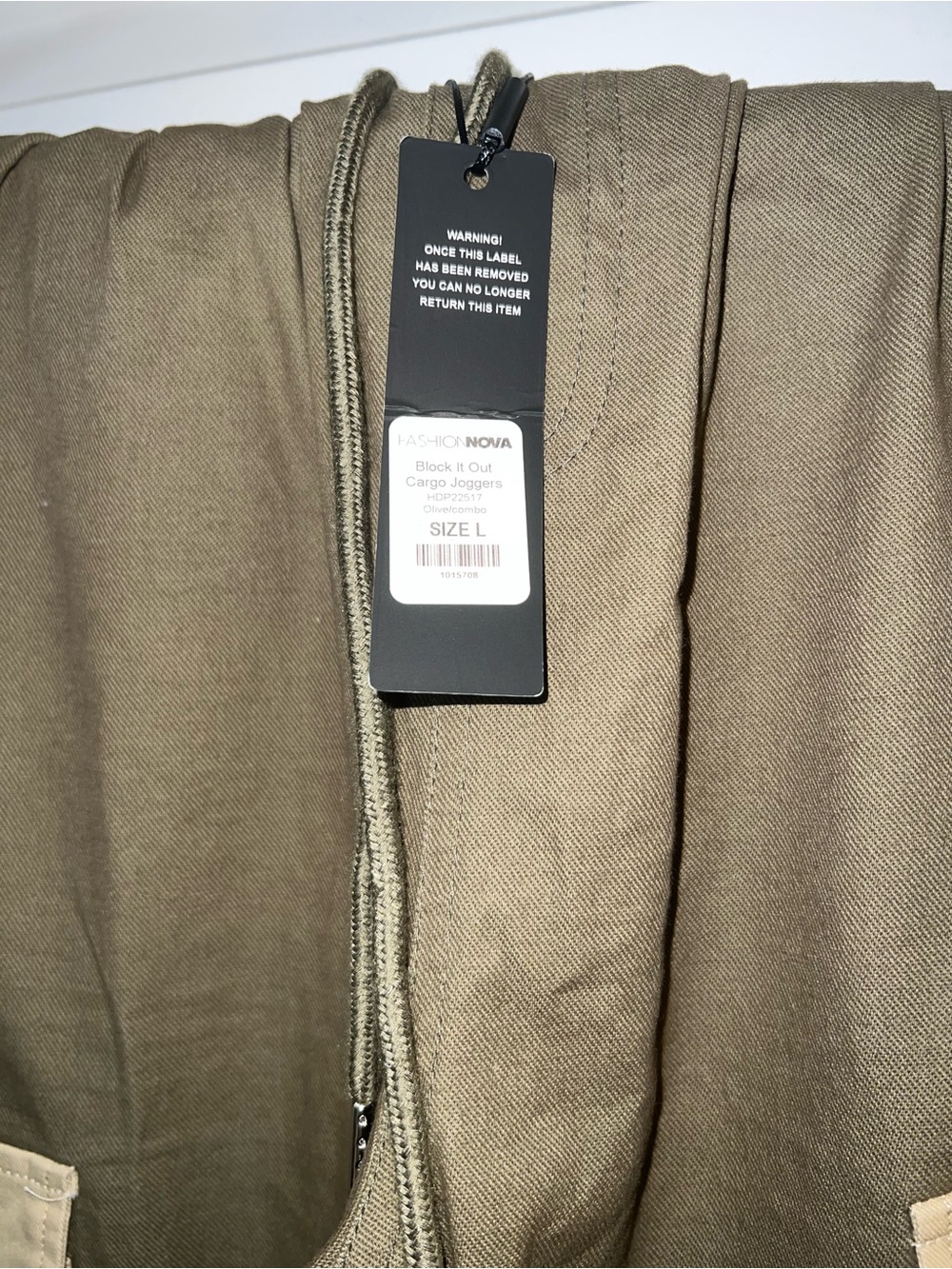 Fashion Nova Olive Green Cargo Joggers with Black Tag - Picture 6 of 6